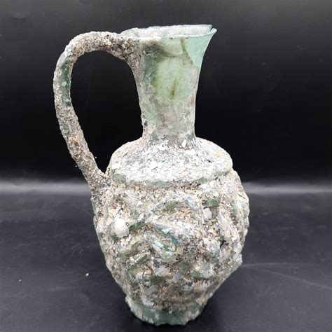 Orignal Ancient Old Roman Irdecent Glass Wine Jug With Natural Etsy