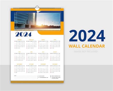 Szablon Kalendarza ściennego 2024 Ilustracja Wektorowa Szczęśliwego
