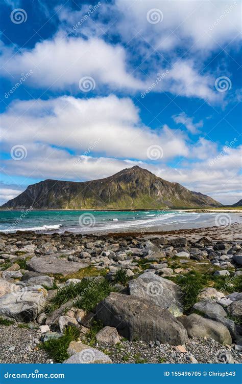 Flakstad Beachlofoten Islands Norway Stock Image Image Of Rock