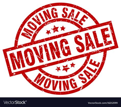 Moving Sale Round Red Grunge Stamp Royalty Free Vector Image