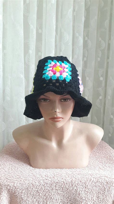 Crochet Bucket Hat Granny Square Hat Boho Hat Women Fashion Etsy Uk