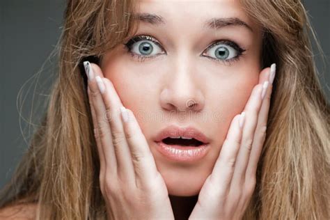 Woman With Surprised Expression Stock Image Image Of Horror