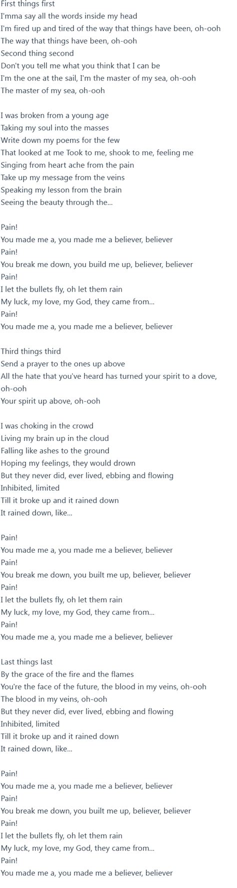 Транскрипция песни Believer Imagine Dragons