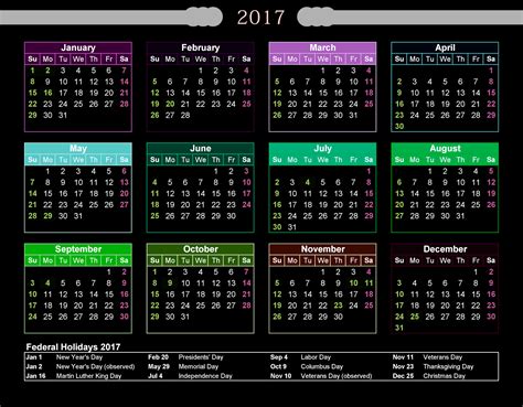 Federal Holidays 2017 Calendar With Holidays Calendar Template Letter