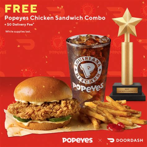 For complete nutritional information, please visit popeyes.com. DoorDash Code | Free Popeyes Chicken Sandwich Combo + Free ...