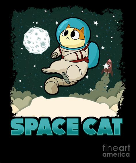 Adorable Space Cat Cute Kitty Astronaut Exploring Digital Art By The