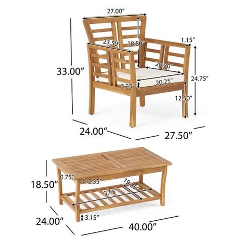 Caydon Acacia Wood Outdoor Club Chair And Coffee Table Set With
