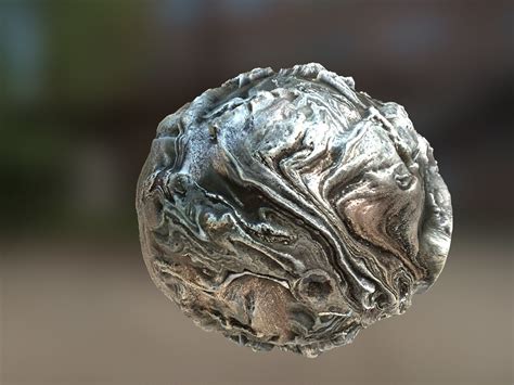 3D asset PBR Material Texture set 034 Alien Silver Metal