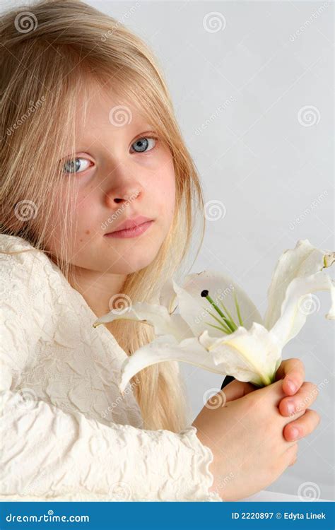 Girl And Lilies Stock Image Image Of Beautiful Face 2220897