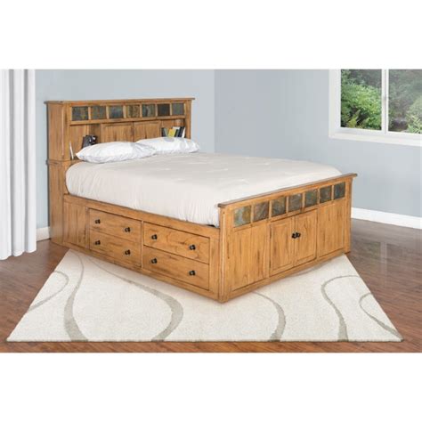 Sunny Designs Sedona Queen Storage Panel Bed In Rustic Oak 2334ro Sq