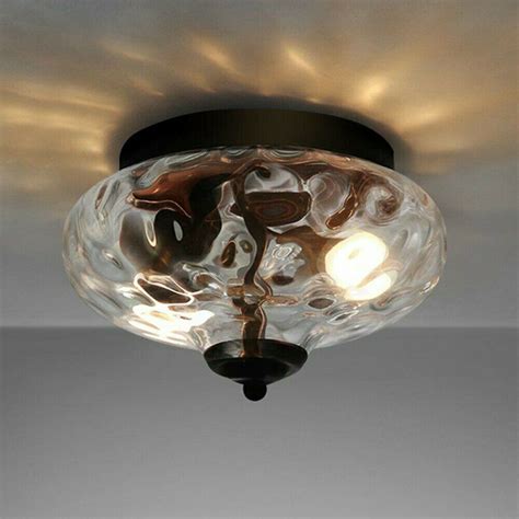 Modern Flush Mount Ceiling Light Oval Pineapple Crystal Glass Shade Lamp Fixture Ebay Modern