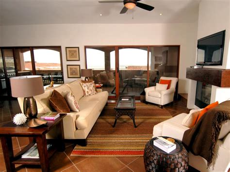 Cozy Living Room With Brown And Orange Accents Hgtv