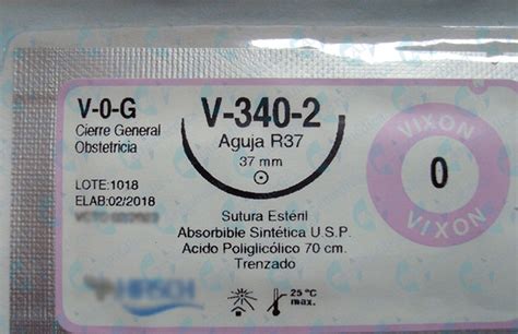 Sutura Vicryl 0 Vixon 0 Curva V 340 2 Aguja 37mm Cierre General