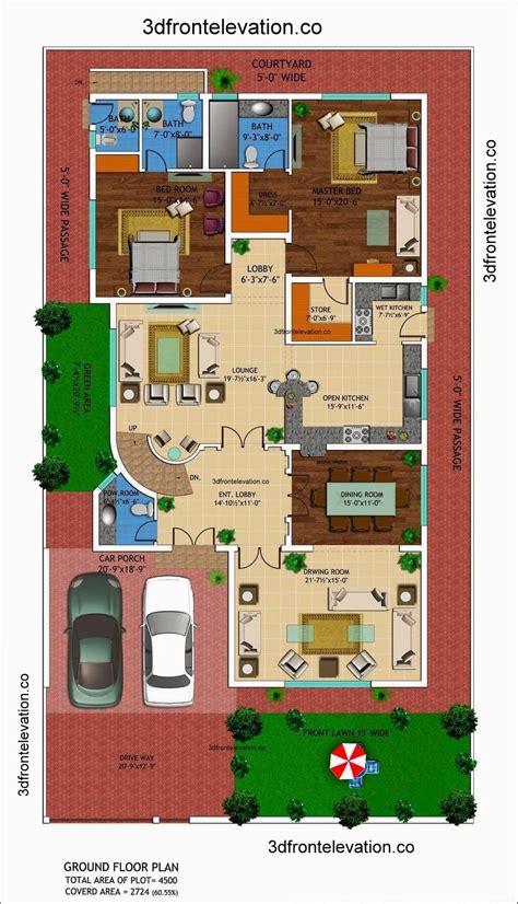 550 Sq Yards House Plans 550 Sq Yards East West South And North Facing