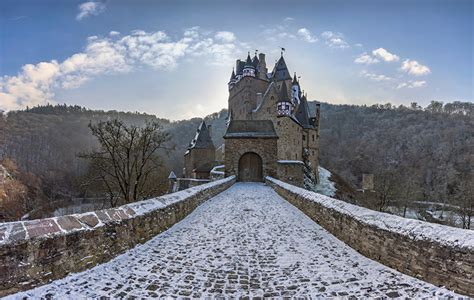 Fonds Decran Allemagne Montagnes Château Fort Ponts Castle Eltz Neige