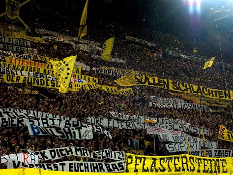The yellow wall is a reference to a section behind the goal where fans make a show of their passion. Borussia Dortmund face huge fine and 'yellow wall' closure after RB Leipzig crowd trouble | The ...