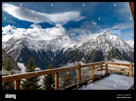 French Alps In Winter Sun Les Deux Alpes Stock Photo Alamy