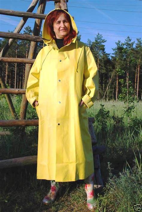Yellow Hooded Rubber Mac Stylish Raincoats Raincoat Fashion