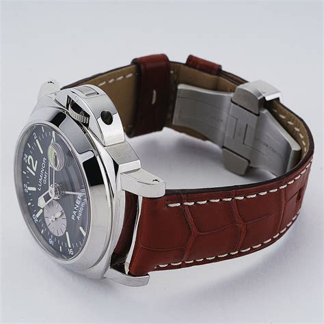 Panerai Luminor Gmt 44mm With Black Index Dial On Brown Leather Strap
