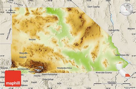 Physical Map Of San Bernardino County Shaded Relief Outside