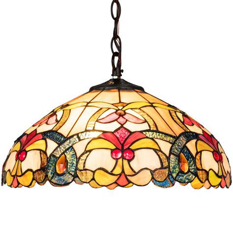 Tiffany Style Victorian 2 Light Ceiling Pendant Fixture Lamp W16