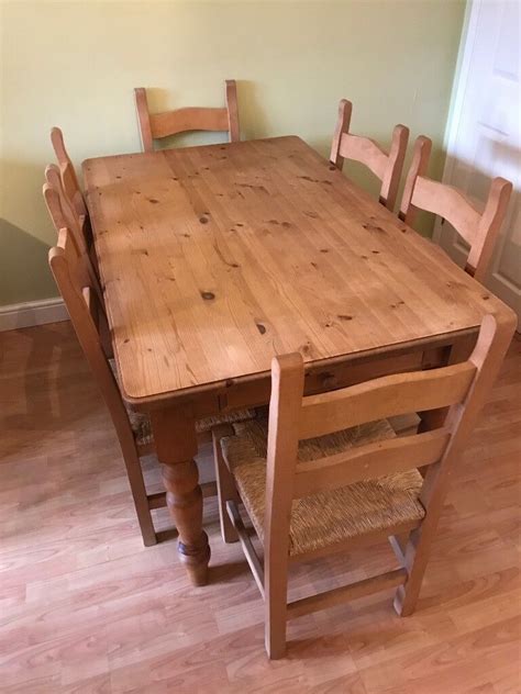 Solid Pine Farmhouse Dining Table And 6 Chairs In Trowbridge Wiltshire