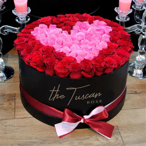 Luxury Forever Flower Bouquet Box Red With Pink Rose Center In San