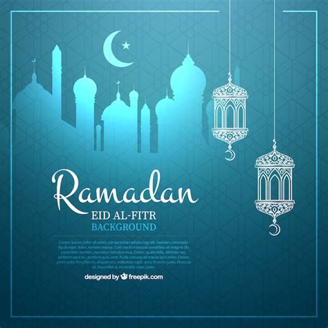 Blue Ramadan Background With Ornaments Free Vector