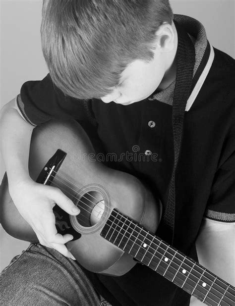 Boy Playing Guitar Stock Image Image Of Blur Blues Child 4293889