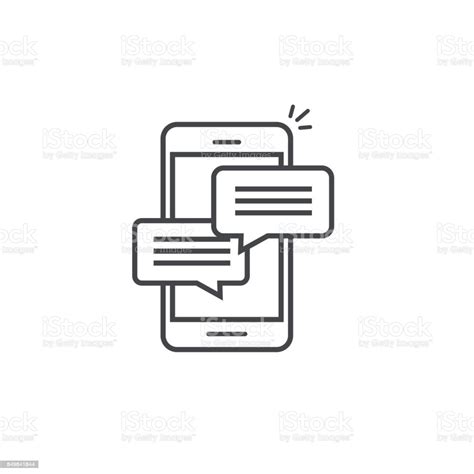 Mobile Phone Chat Message Notifications Vector Icon Isolated Line