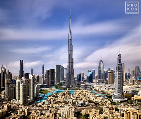Burj Khalifa And Downtown Dubai Cityscape I Long Exposure Photo Prokos