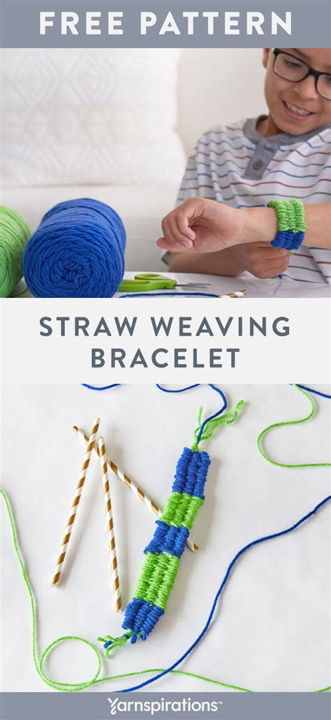 Free Straw Weaving Bracelet Using Red Heart Super Saver Yarn Straw