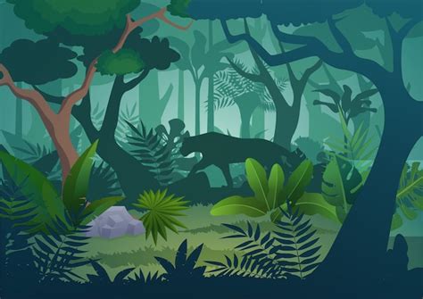 Premium Vector Cartoon Tropical Jungle Rainforest Background With