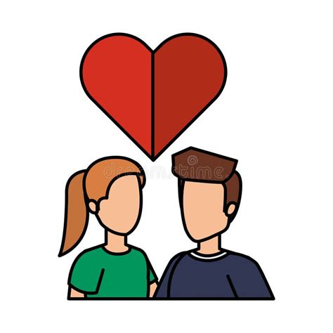 Young Couple With Heart Love Stock Vector Illustration Of Happy