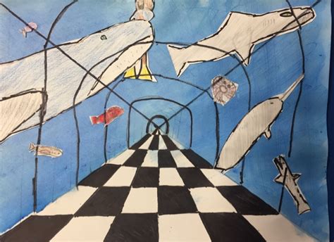 Miss Ferrainas Classroom Blog 5th Grade One Point Perspective Aquariums