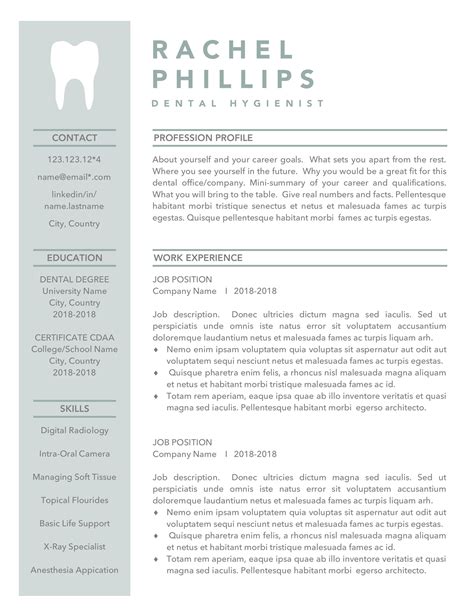 Dental Resume Template Hygienist Resume Cv Template Dentist Resume