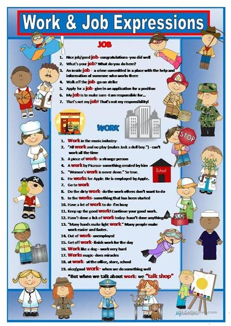 Chart Job And Work Idioms Idioms Learn English Conversational English