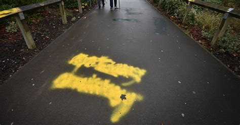 Outrage As Yobs Spray Obscene Graffiti On Footpath Outside Supermarket