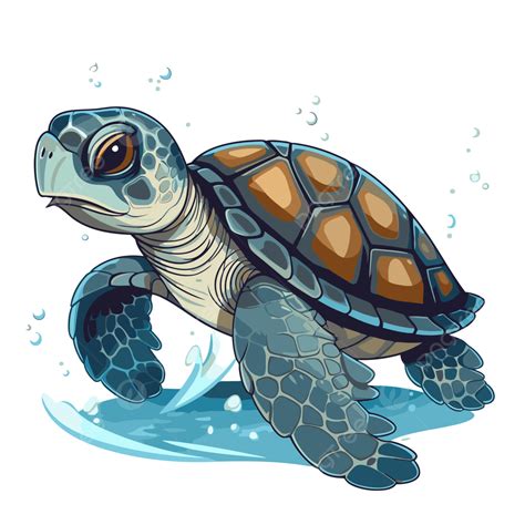 Free Sea Turtle Vector Sticker Clipart Cute Sea Turtle Cartoon