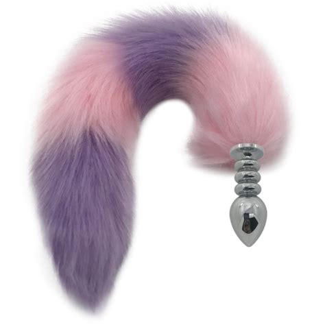 Metal Anal Sex Toys Adult Artificial 40cm Long Fox Tail Thread Butt Plug Roleplay Body Massager
