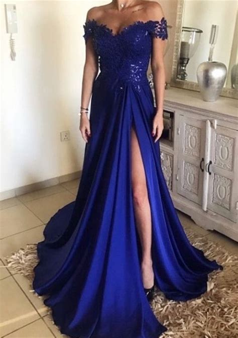 Customer reviews (2)royal blue evening dresses. Lace Off The Shoulder Long Royal Blue Prom Dresses 2019 ...