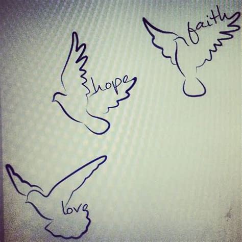 Love Hope Faith Flying Small Dove Tattoos Design
