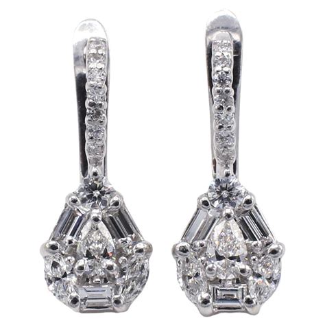 Pear Shape Tanzanite Diamond Drop Earrings 2 25 Carat 14 Karat White