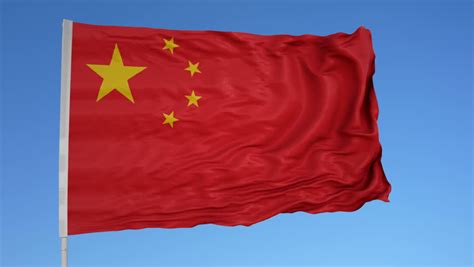 3d Seamless Looping Of The China Flag Waving In The Wind Alpha Mask