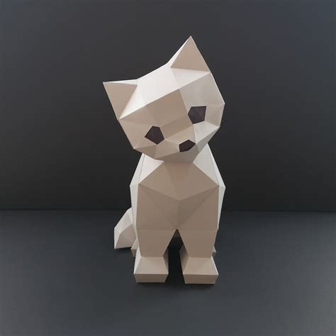 Kitten Papercraft Template Pdf D Paper Model Cat Home Etsy Paper My Xxx Hot Girl