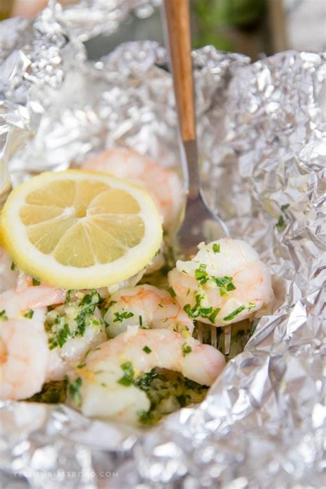 Shrimp Foil Packets With Lemon Herb Butter Oven Baked Or Grilled