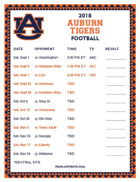 Auburn Football Schedule 2022 Printable Customize And Print