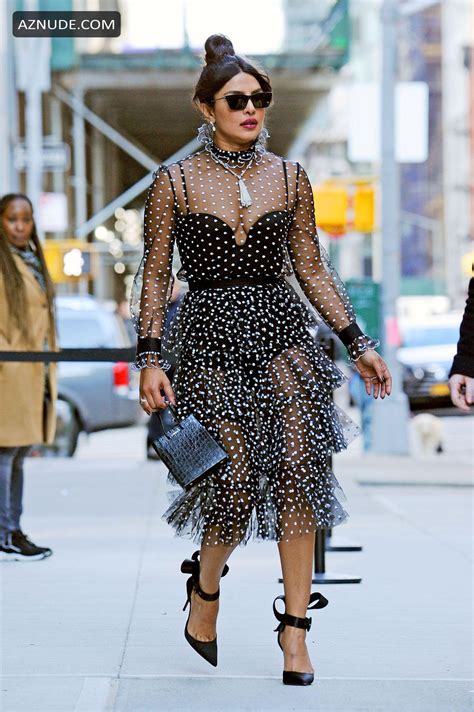Priyanka Chopra Sexy In A See Through Polka Dot Dress In New York