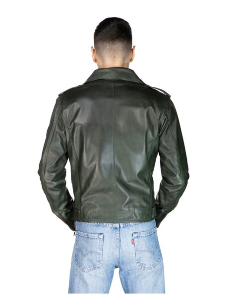 Perfecto Three Pockets Mens Jacket In Genuine Green Leather