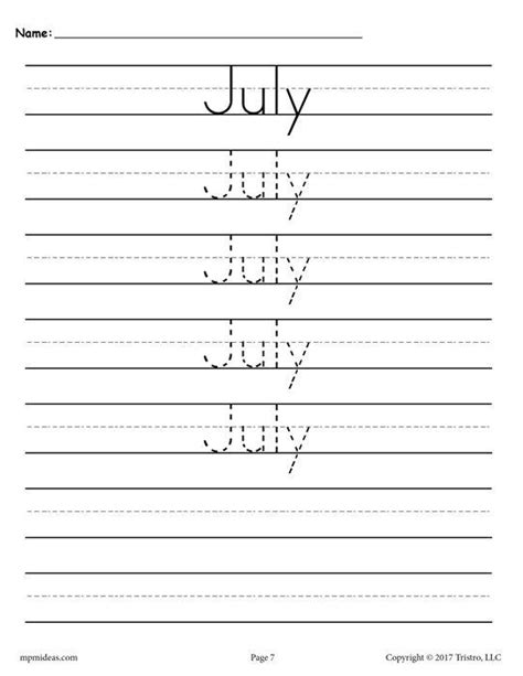 11 Best Images Of Tracing Worksheets Months Of The Year Printable